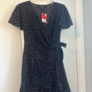 *Brand New* Black Polka Dot Wrap Dress